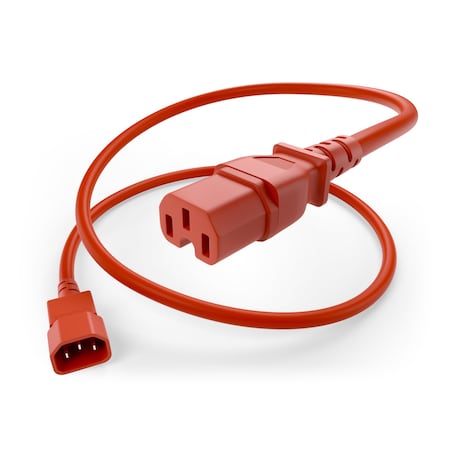 UNIRISE USA 10Ft Power Cord C14-C15 15Amp Red PWCD-C14C15-15A-10F-RED